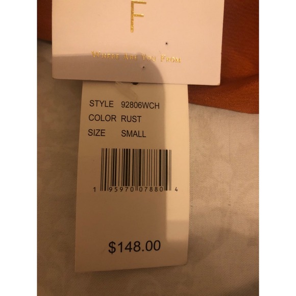 NWT WAYF Rust Cutout Midi Evening Dress Long Sleeve V Neck Bronze Copper Small - Picture 4 of 16